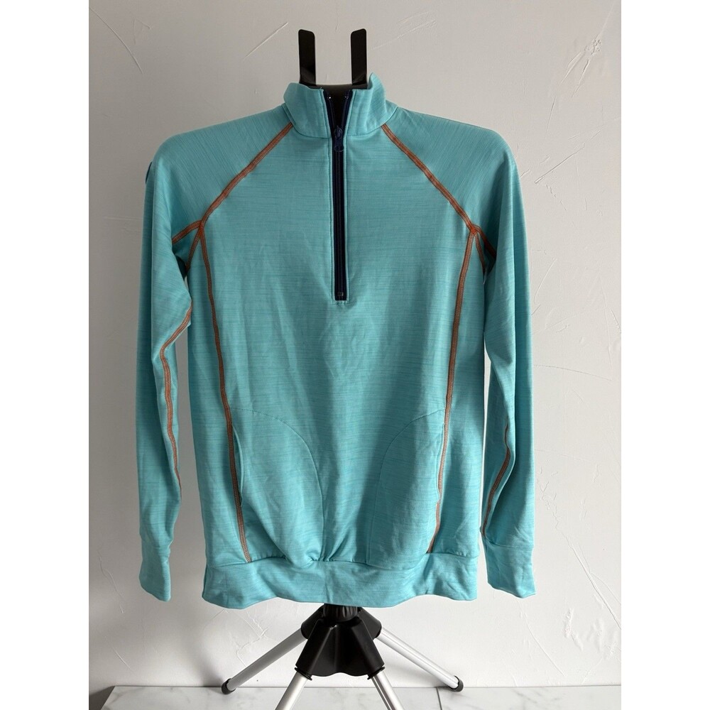 Wears Woody Half Zip Pull Over Aqua Blue/Orange Women Size Small